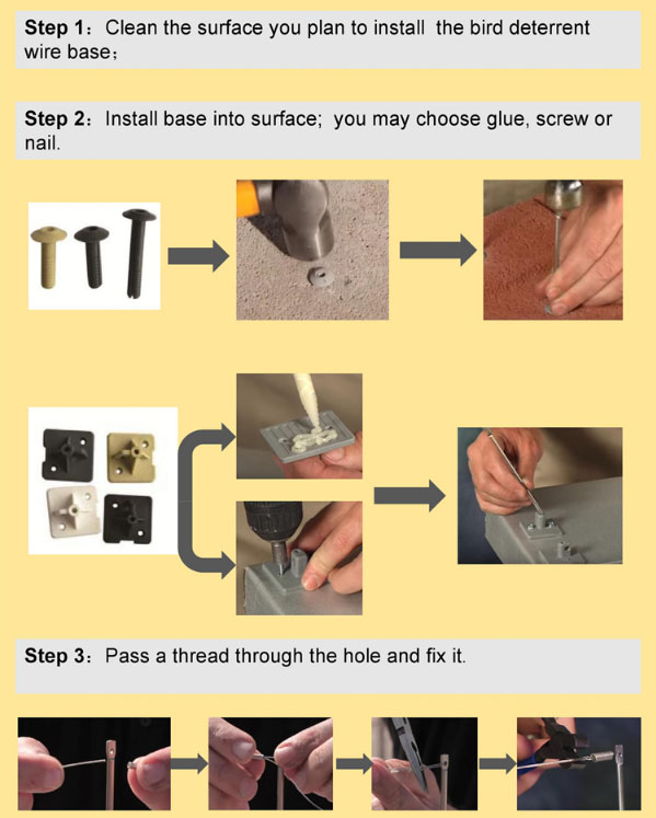 how to install a bird resistance wire base